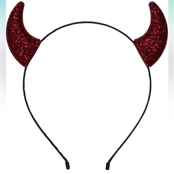 Anna Belen Devil Horns Halloween Headband O/S Red Glitter - Picture 1 of 2